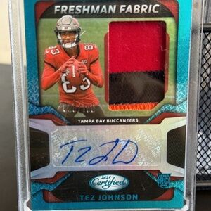 2025 Panini Certified - Freshman Fabric Mirror Signatures Tez Johnson Teal /199